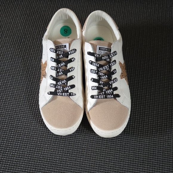 Vintage Havana Shoes - Vintage Havana Women's White and Brown Star Sneakers